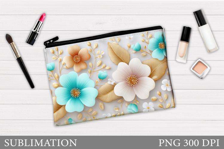 Flowers Makeup Bag Design. Flowers Sublimation example image 1
