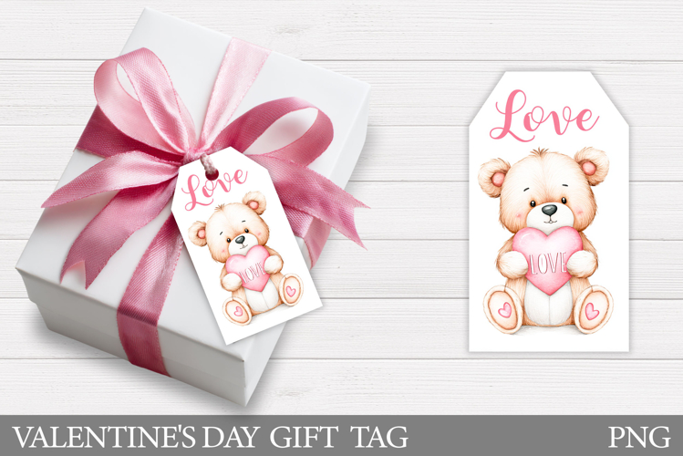 Valentines Bear Gift Tag. Valentine Gift Tag Printable