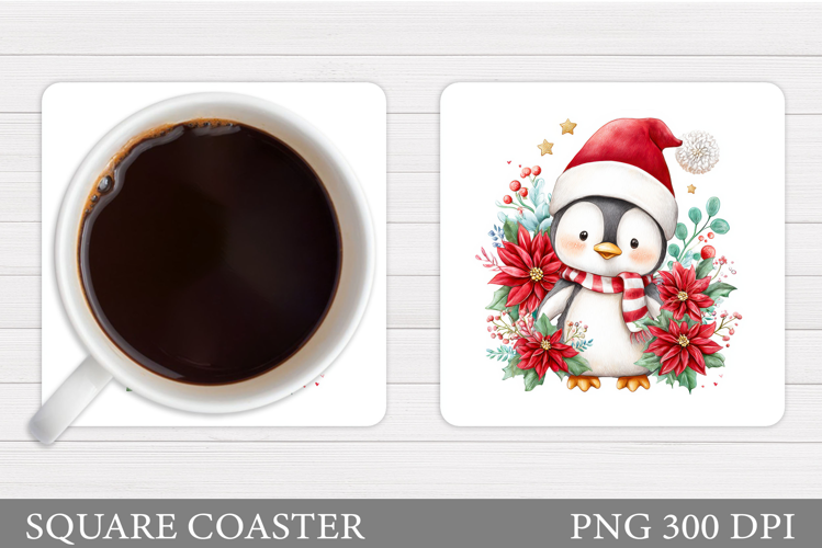 Christmas Penguin Coaster. Christmas Coaster Sublimation