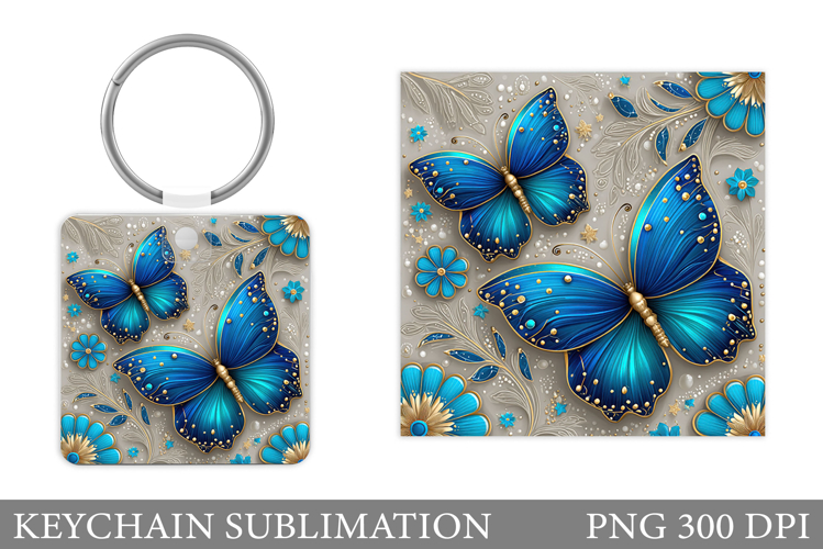 Butterflies Keychain Design. Butterfly Keychain Sublimation