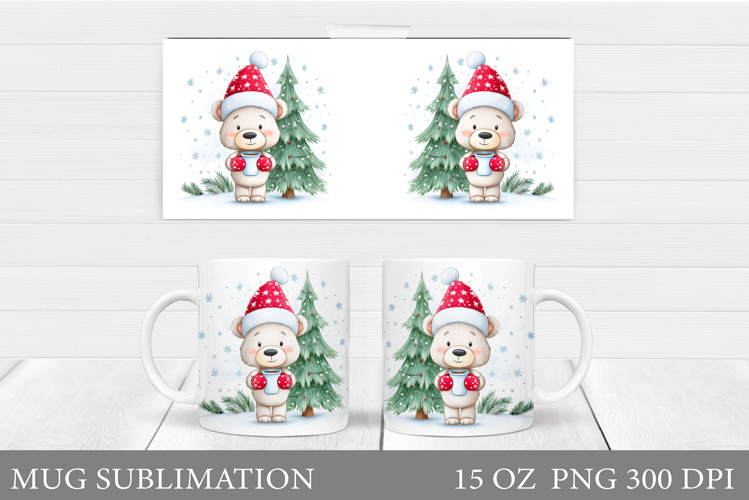 Christmas Bear Mug Design. Christmas Mug Sublimation