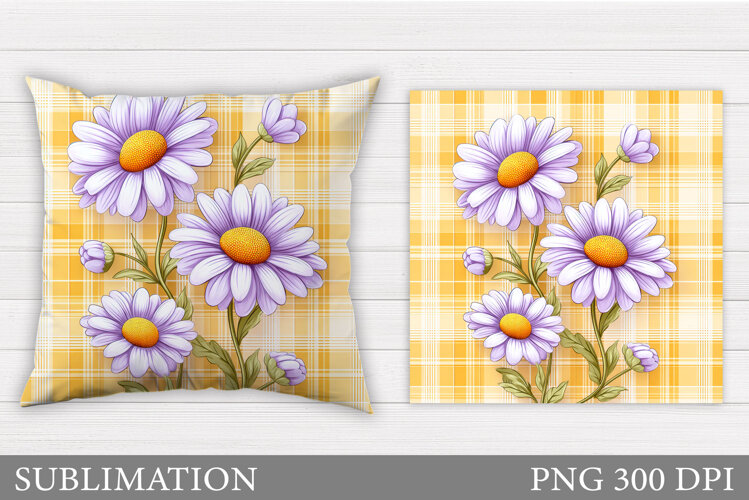 Daisy Flowers Pillow Sublimation. Flowers Pillow Design example image 1