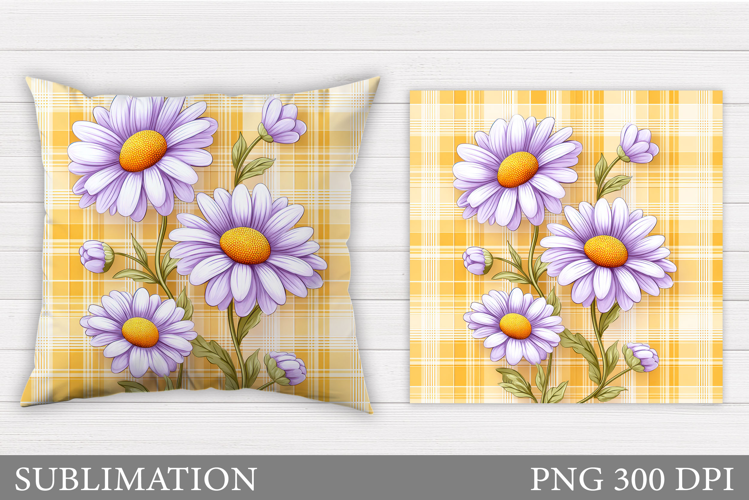 Daisy Flowers Pillow Sublimation. Flowers Pillow Design