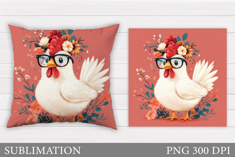 Cute Chicken Sublimation. Funny Chicken Pillow Design