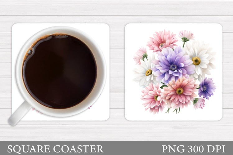 Flowers Coaster Sublimation. Floral Coaster Design
