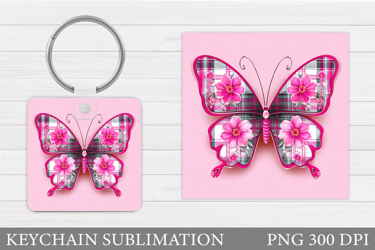 Butterfly Keychain Design. Butterfly Square Keychain