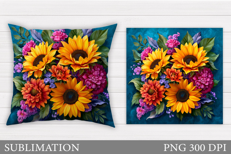 Sunflowers Sublimation. Sunflowers Pillow Sublimation
