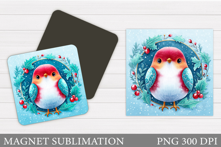 Christmas Bird Magnet. Christmas Magnet Sublimation