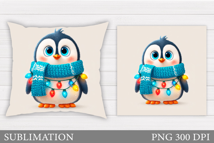 Christmas Penguin Pillow. Christmas Pillow Sublimation