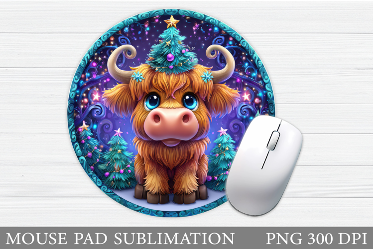 Christmas Cow Mouse Pad. Christmas Mouse Pad Sublimation