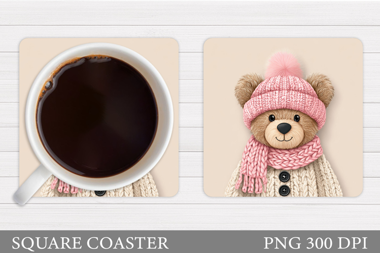 Cute Bear Coaster Design. Christmas Coaster Sublimation