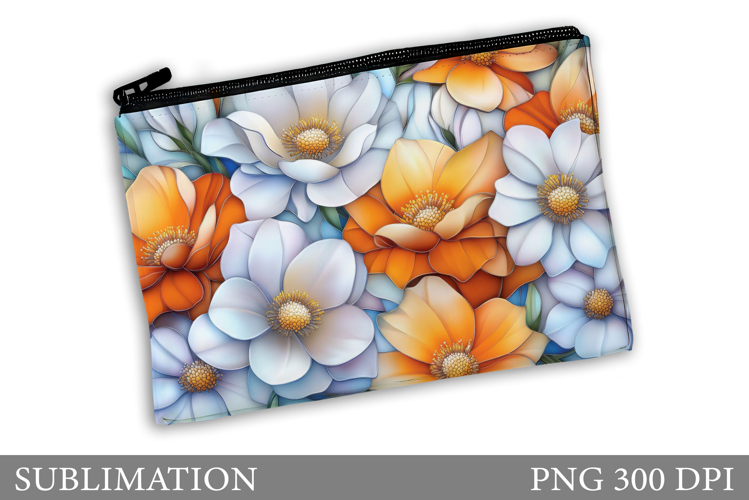 Flowers Makeup Bag Design. Flowers Cosmetics Bag Sublimation