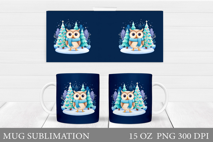 Christmas Owl Mug Design. Christmas Mug Sublimation