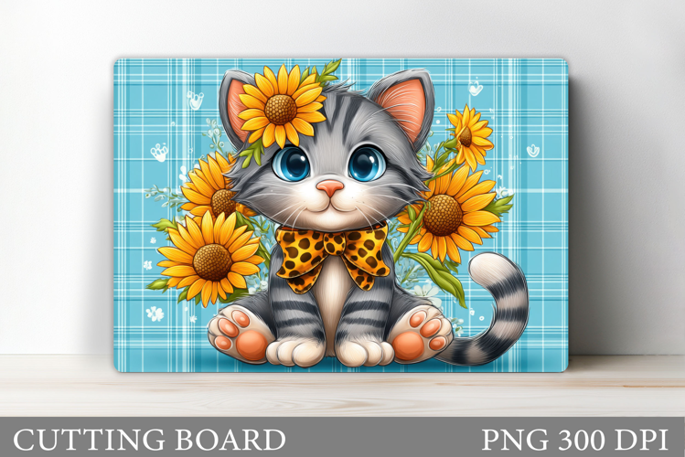 Cute Cat Cutting Board. Cat Flowers Cutting Board Design