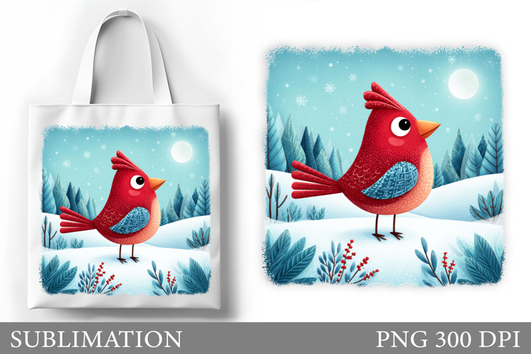 Cardinal Tote Bag Design. Christmas Tote Bag Sublimation