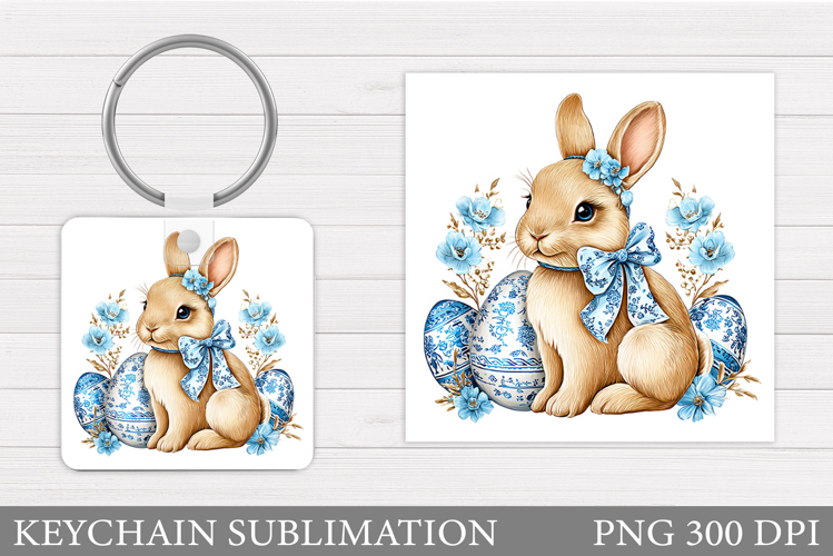 Easter Bunny Keychain Sublimation. Easter Keychain Design