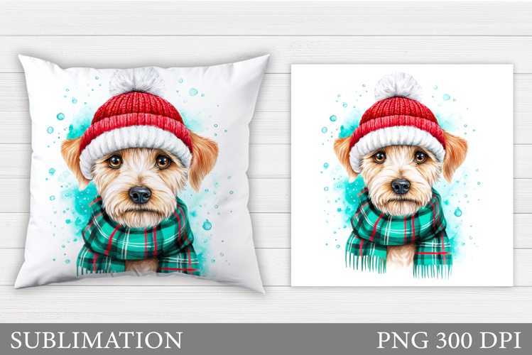 Christmas Dog Pillow Design. Christmas Pillow Sublimation