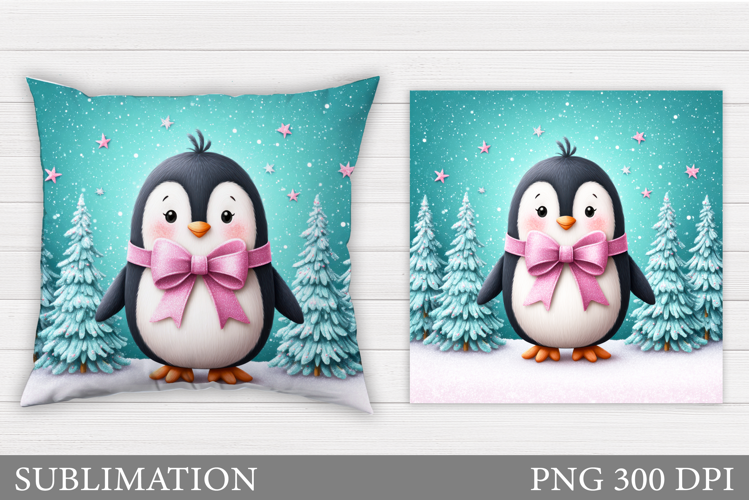 Christmas Penguin Pillow. Christmas Pillow Sublimation