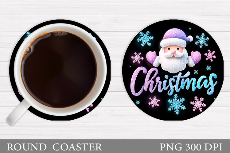 Cute Santa Coaster Sublimation. Santa Claus Coaster Design example image 1