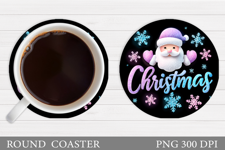 Cute Santa Coaster Sublimation. Santa Claus Coaster Design