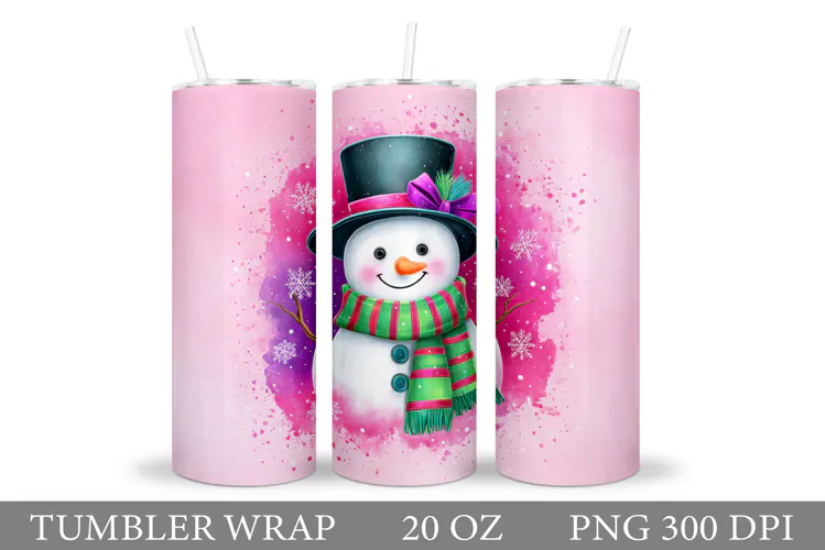Cute Snowman Tumbler Design. Christmas Tumbler Sublimation