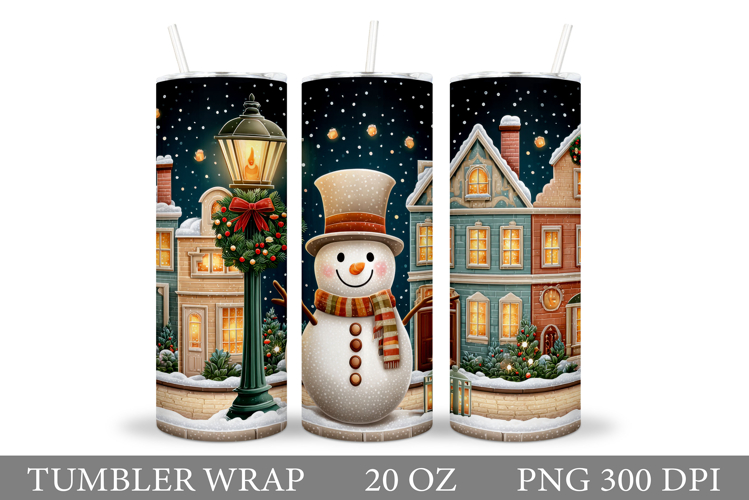 Cute Snowman Tumbler. Winter Tumbler Sublimation
