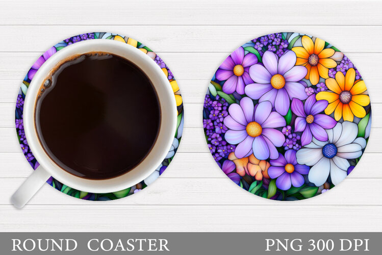 Wildflowers Coaster Design. Flowers Coaster Sublimation example image 1