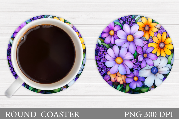 Wildflowers Coaster Design. Flowers Coaster Sublimation