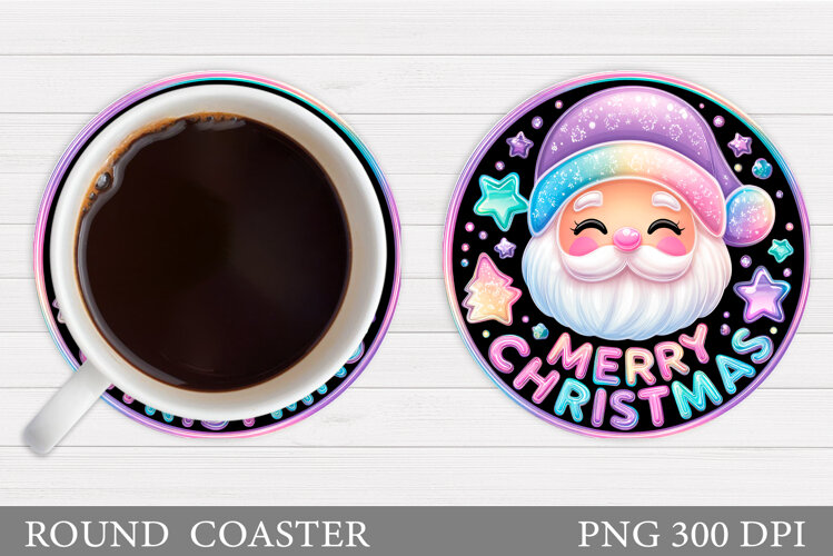 Funny Santa Coaster Sublimation. Santa Claus Coaster Design example image 1