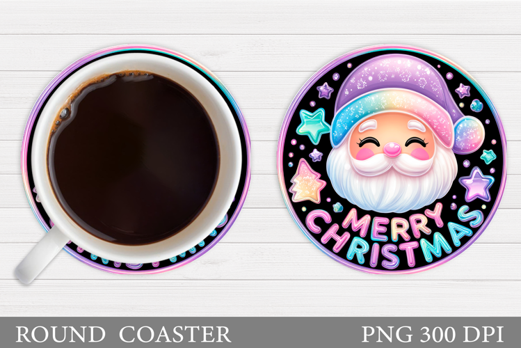 Funny Santa Coaster Sublimation. Santa Claus Coaster Design
