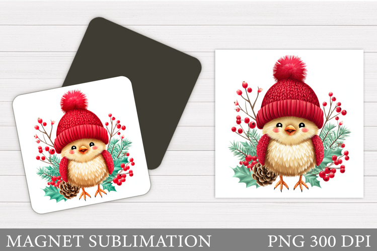 Christmas Bird Magnet. Christmas Magnet Sublimation