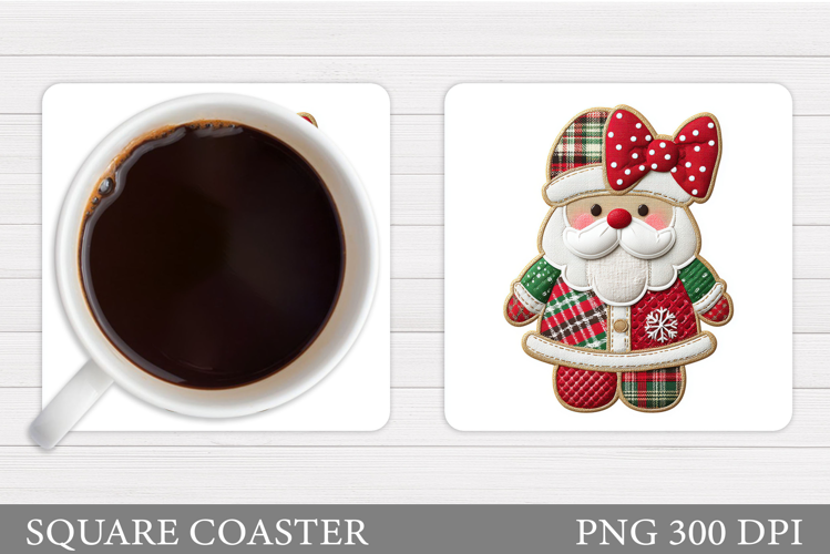 Cute Santa Coaster Sublimation. Santa Claus Coaster Design