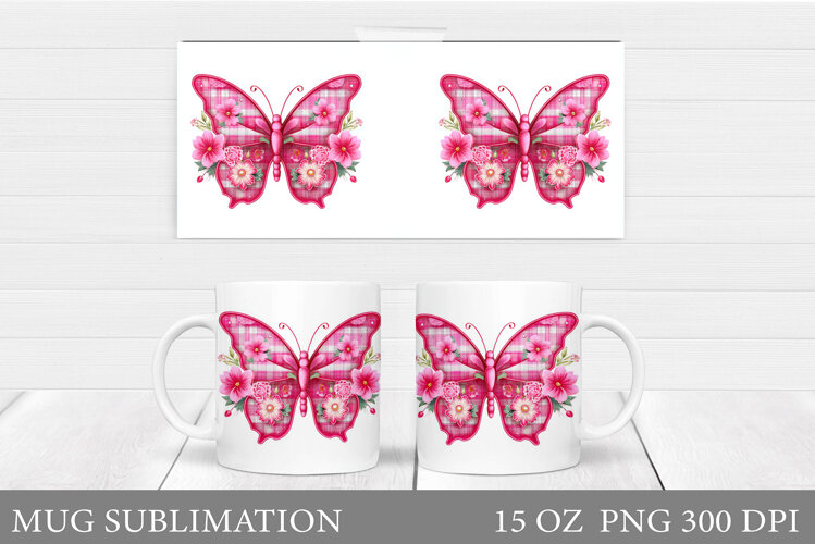 Butterfly Mug Sublimation. Butterfly Flowers Mug Design example image 1