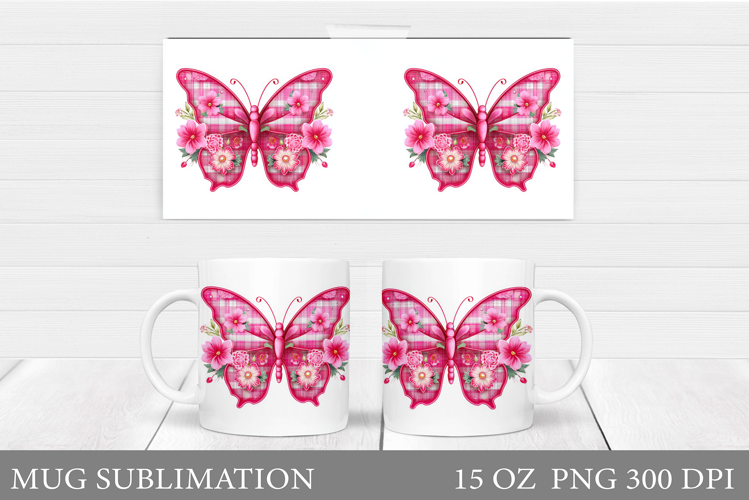Butterfly Mug Sublimation. Butterfly Flowers Mug Design