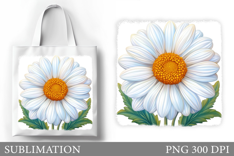 Floral Tote Bag Design. Daisy Flowers Tote Bag Sublimation