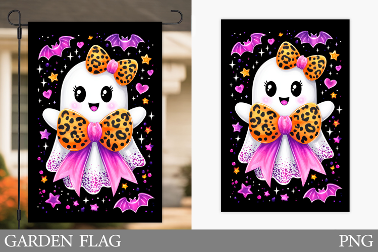 Ghost Garden Flag Sublimation. Halloween Garden Flag Design