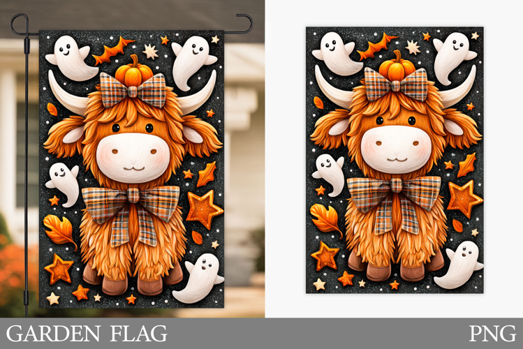 Halloween Cow Garden Flag Design. Halloween Garden Flag