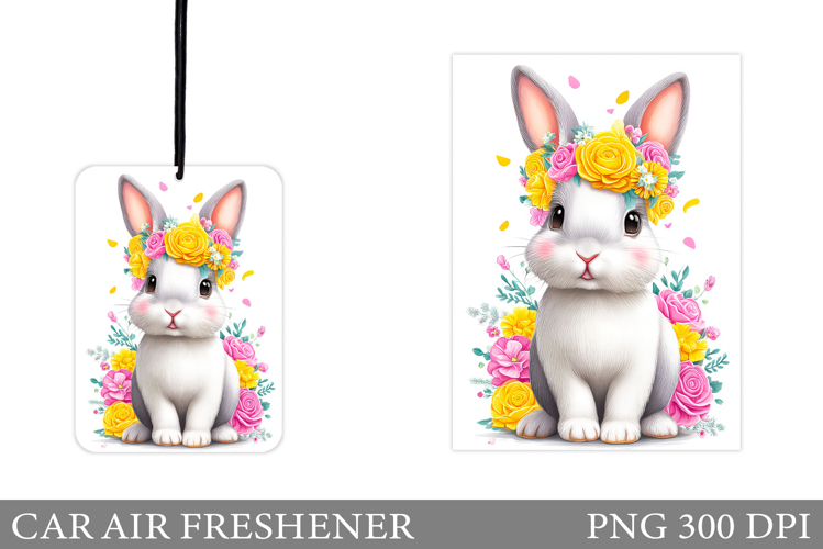Cute Bunny Car Air Freshener Design. Cute Bunny Sublimation