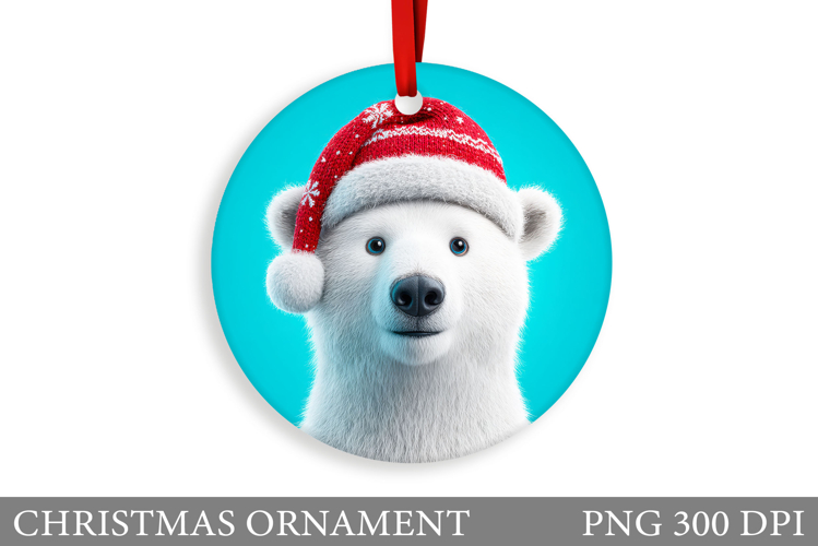 Polar Bear Christmas Ornament. Christmas Bear Sublimation
