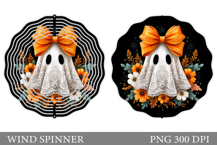 Cute Ghost Wind Spinner Design. Cute Halloween Wind Spinner