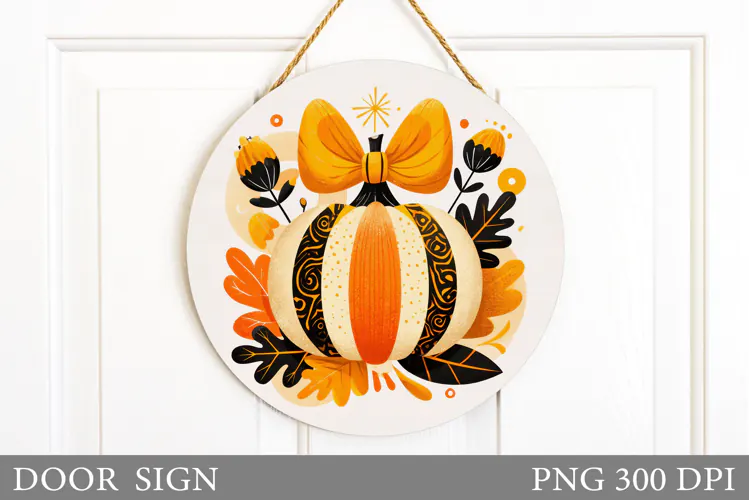 Pumpkin Door Sign Sublimation. Fall Door Sign Design