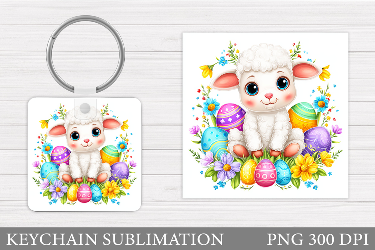 Easter Lamb Keychain Sublimation. Easter Keychain Design