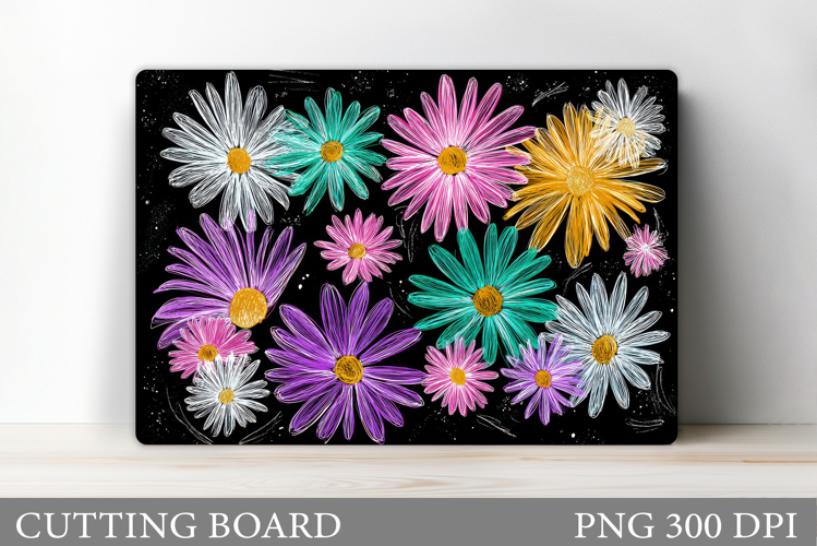 Daisy Flowers Cutting Board. Floral Kitchen Cutting Design
