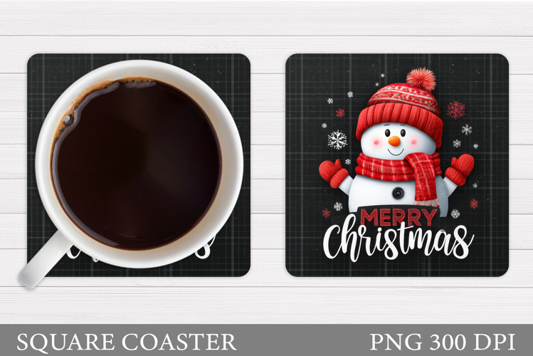 Cute Snowman Coaster. Christmas Coaster Sublimation