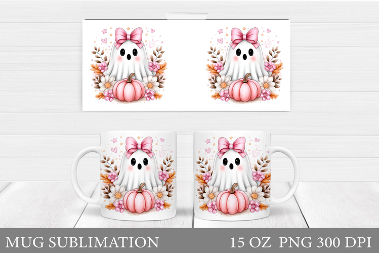 Ghost Mug Design. Cute Halloween Mug Sublimation