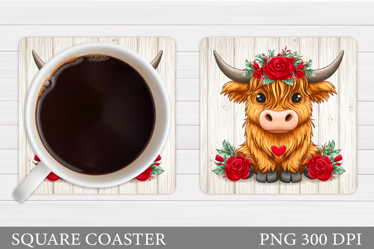 Valentines Cow Coaster Design. Valentines Square Coaster