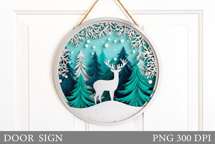 Christmas Deer Door Sign. Christmas Door Sign Sublimation