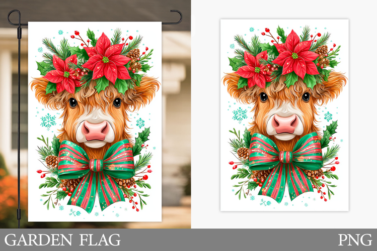 Christmas Cow Garden Flag. Christmas Garden Flag Design
