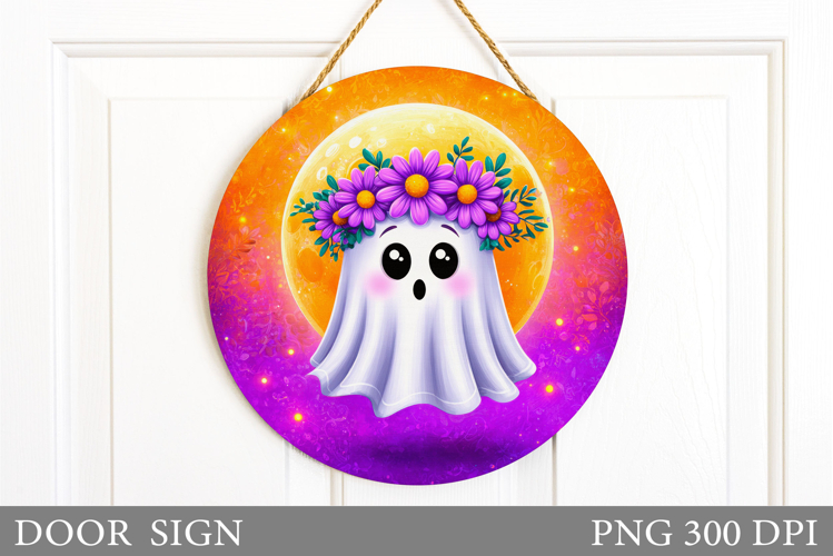 Cute Ghost Door Sign Design. Halloween Door Sign Sublimation