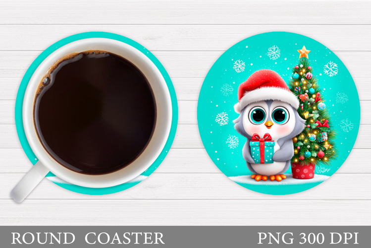 Christmas Owl Coaster Design. Christmas Coaster Sublimation